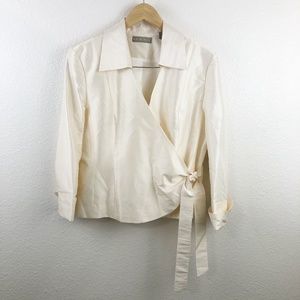 Ivory Silk Wrap Top